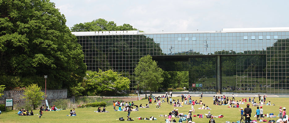 深田公園からひとはくを望む